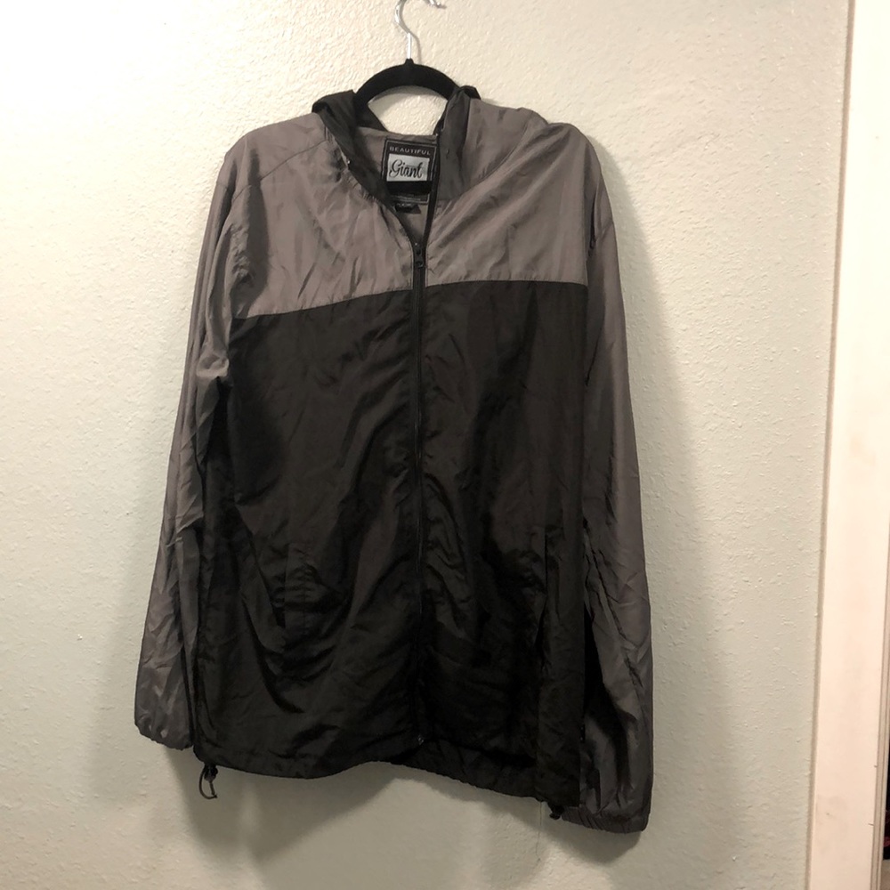 Windbreaker style hooded jacket